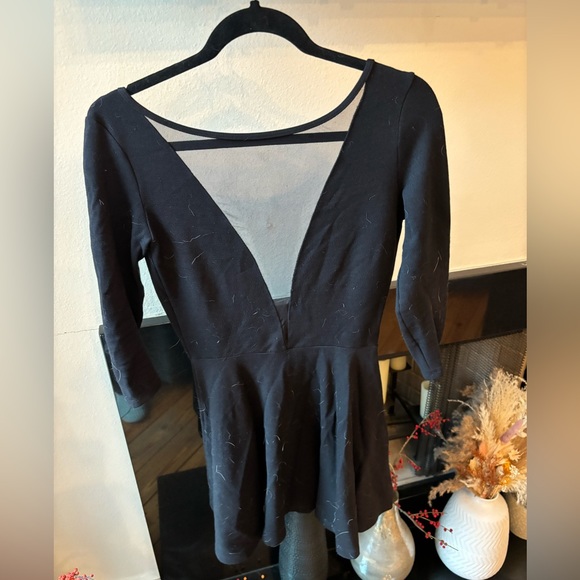 American Apparel Fit and Flare Black Mini Dress, Size L - Picture 2 of 4